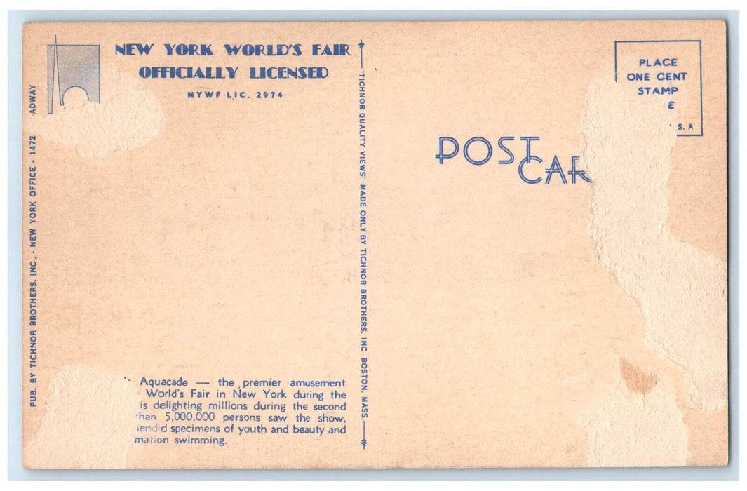 c1940 Billy Rose's Aquacade New York Worlds Fair Amusement Park Vintage Postcard