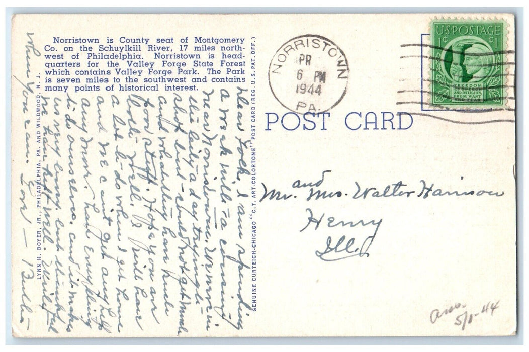 1944 Airy Street Looking East Classic Cars Norristown Pennsylvania Postcard