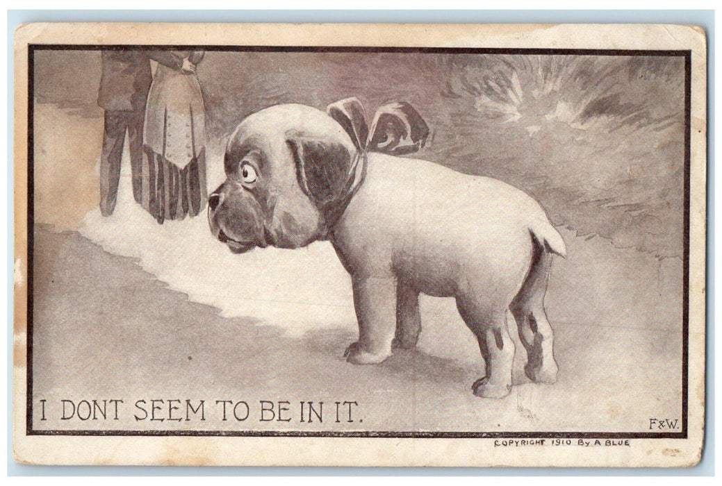 1910 Puppy Dog I Don't Seem To Be In It Hale Missouri MO Posted Antique Postcard