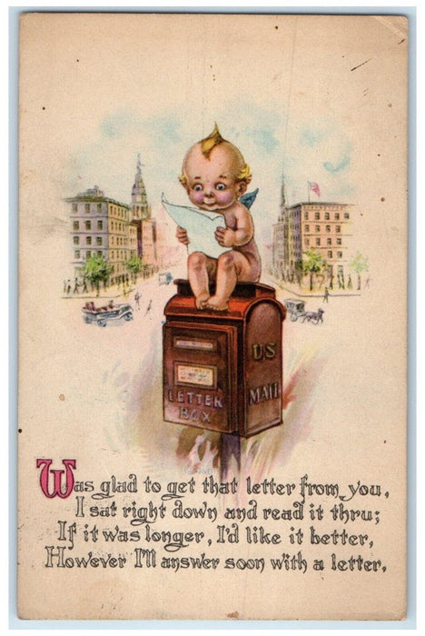 1916 Kewpies On Top Of Mailing Box Martinsburg West Virginia WV Antique Postcard