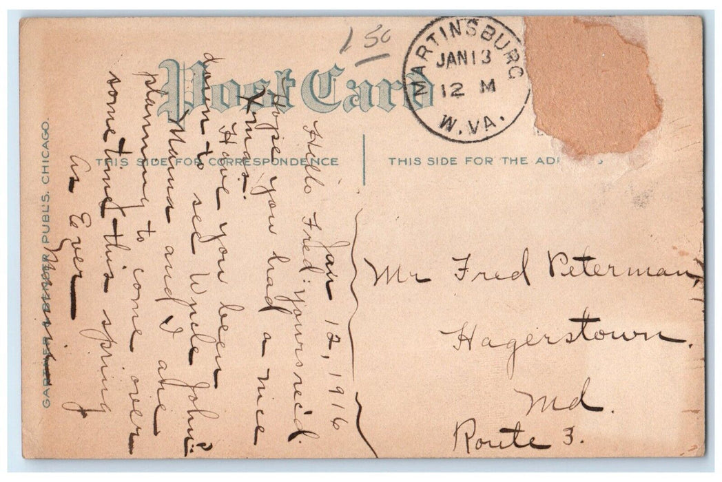 1916 Kewpies On Top Of Mailing Box Martinsburg West Virginia WV Antique Postcard