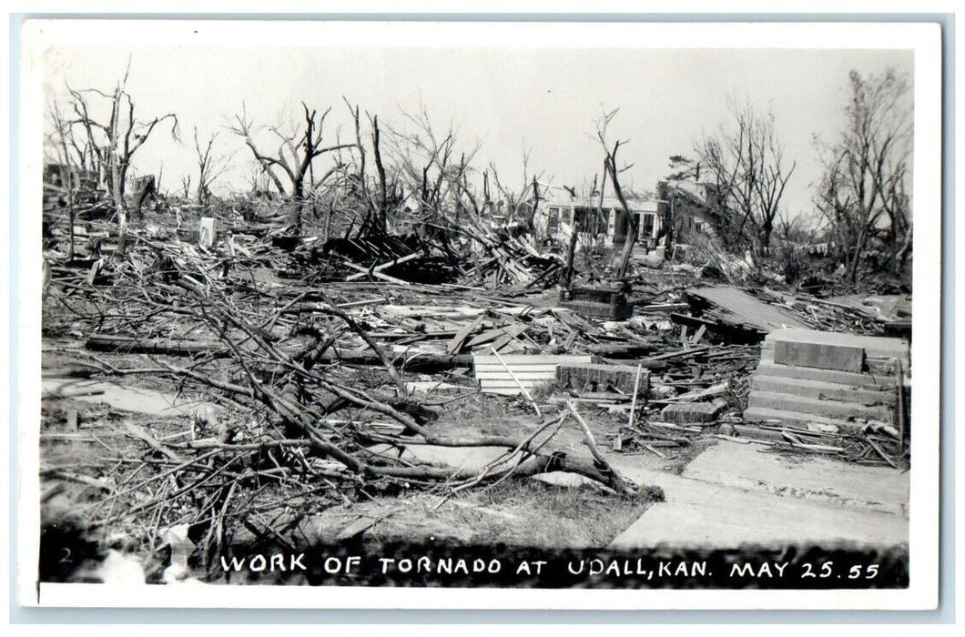 1955 Tornado Disaster Ruins View Udall Kansas KS RPPC Photo Unposted Postcard