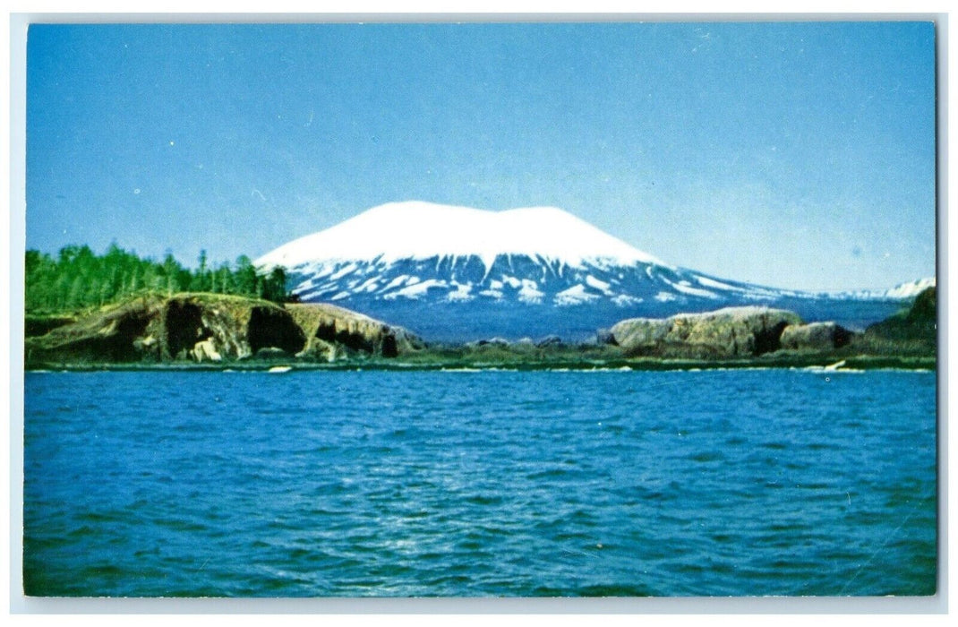 c1960 Mt. Edgecumbe Mountain River Lake Sitka Alaska Vintage ANtique Postcard