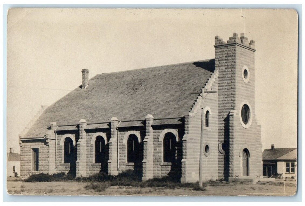 c1910's Catholic Church Building View Selden Kansas KS RPPC Photo Postcard