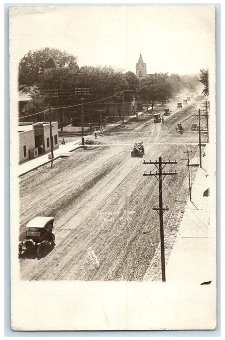 1914 Normal Institute Street Cars View Nemeha County KS RPPC Photo Postcard