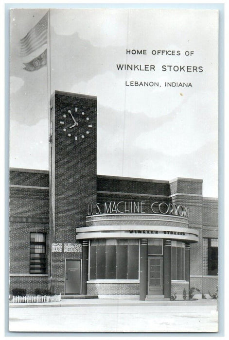 c1940's US Machine Corporation Winkler Stokers Lebanon Indiana IN RPPC Postcard