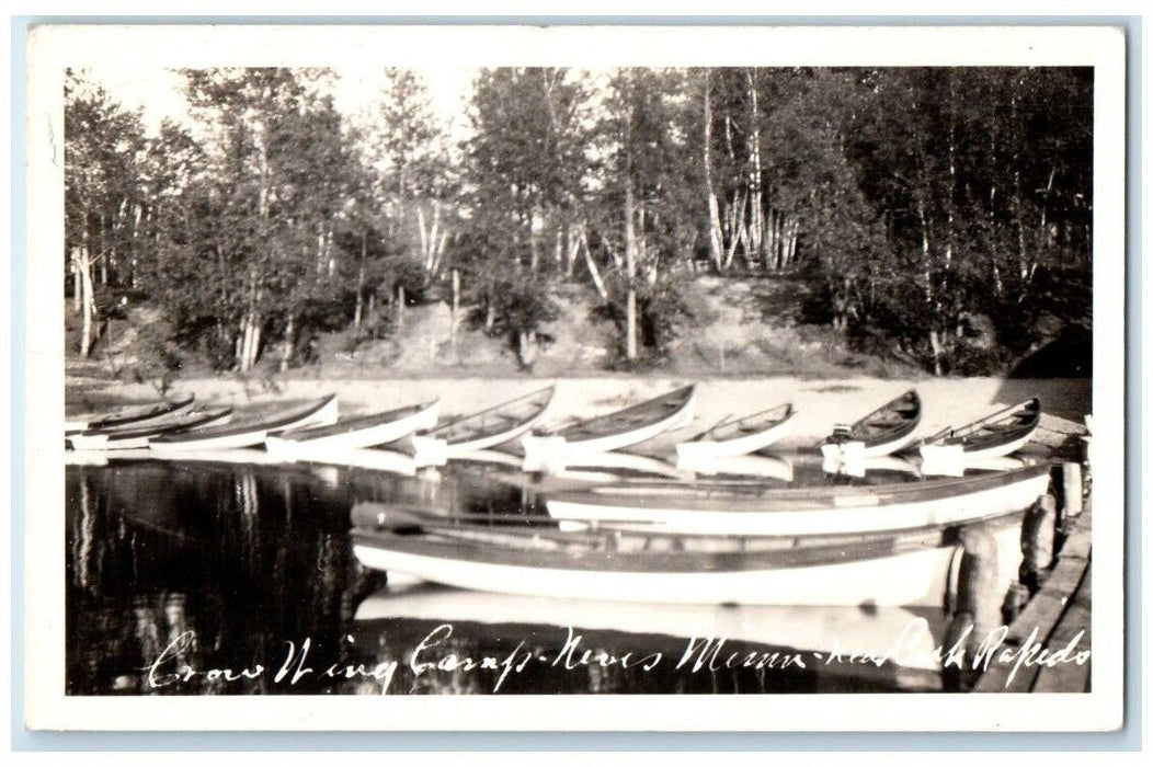 1935 Crow Wing Camp Canoes Lake View Arago MN RPPC Photo Posted Postcard