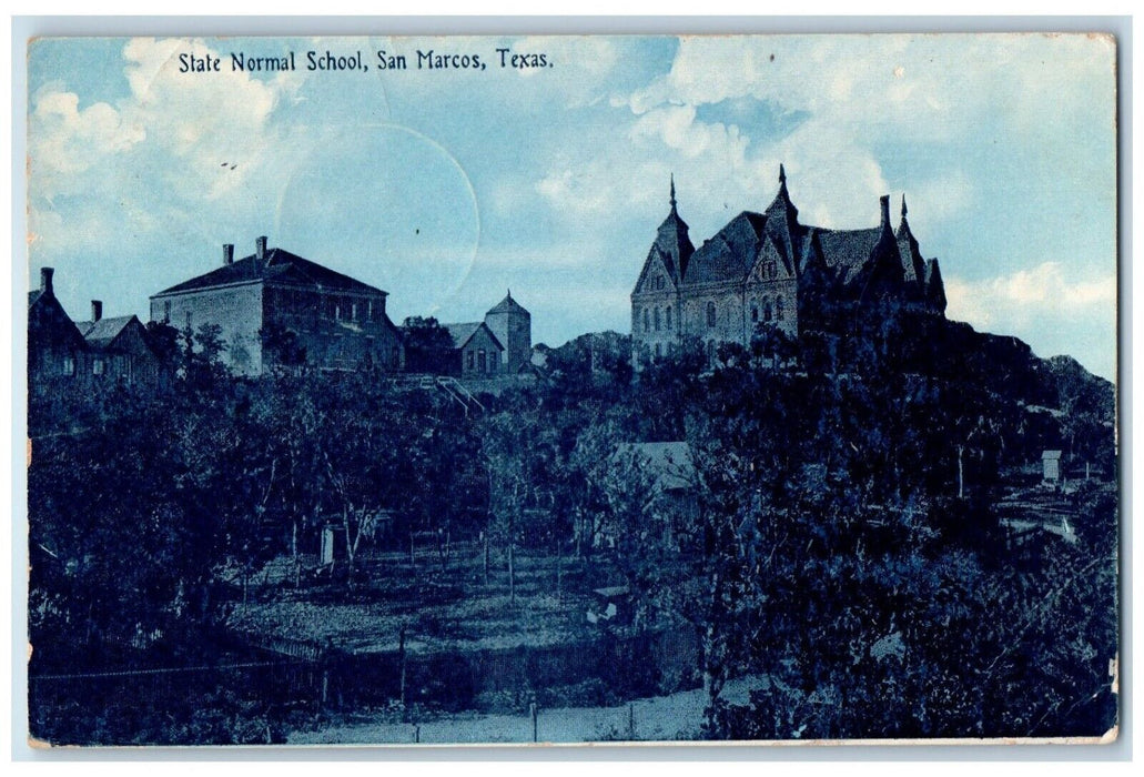 c1910's State Normal School Building Campus San Marcos Texas TX Antique Postcard