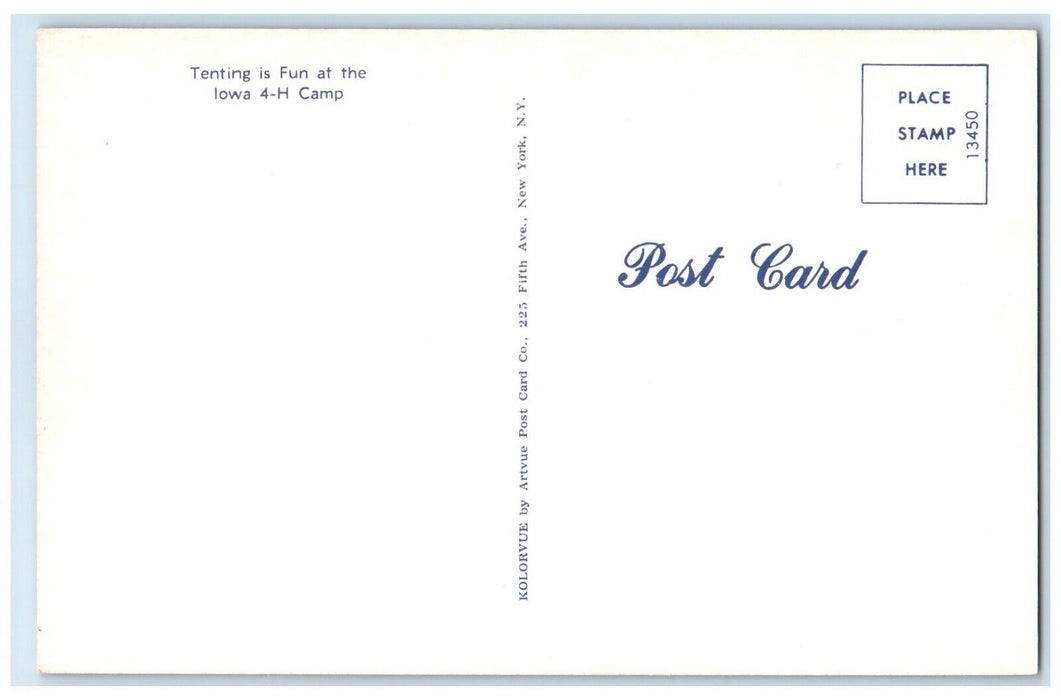 c1930's Tenting Is Fun At The Iowa 4 H Camp Unposted Vintage Postcard