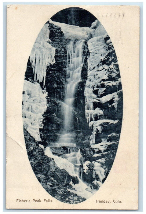 1907 Fisher's Peak Falls Waterfalls Trinidad Colorado CO Posted Antique Postcard