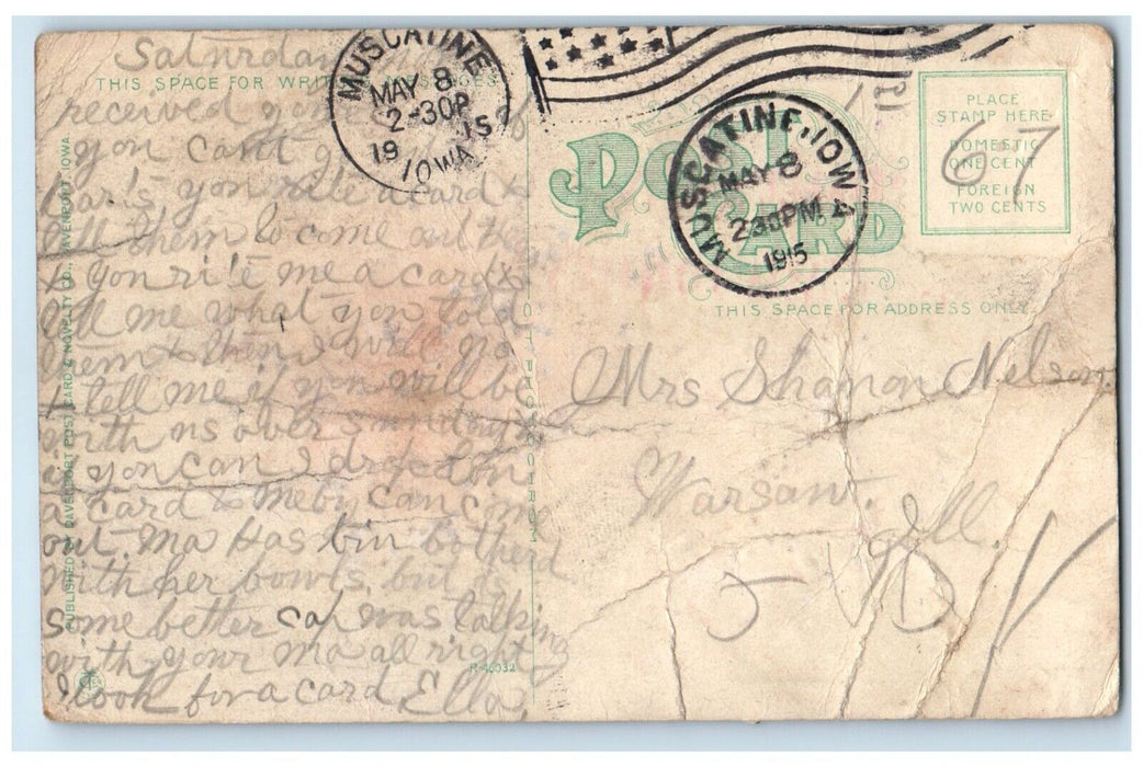 1915 Columbia Theatre Building Street View Davenport Iowa IA Antique Postcard