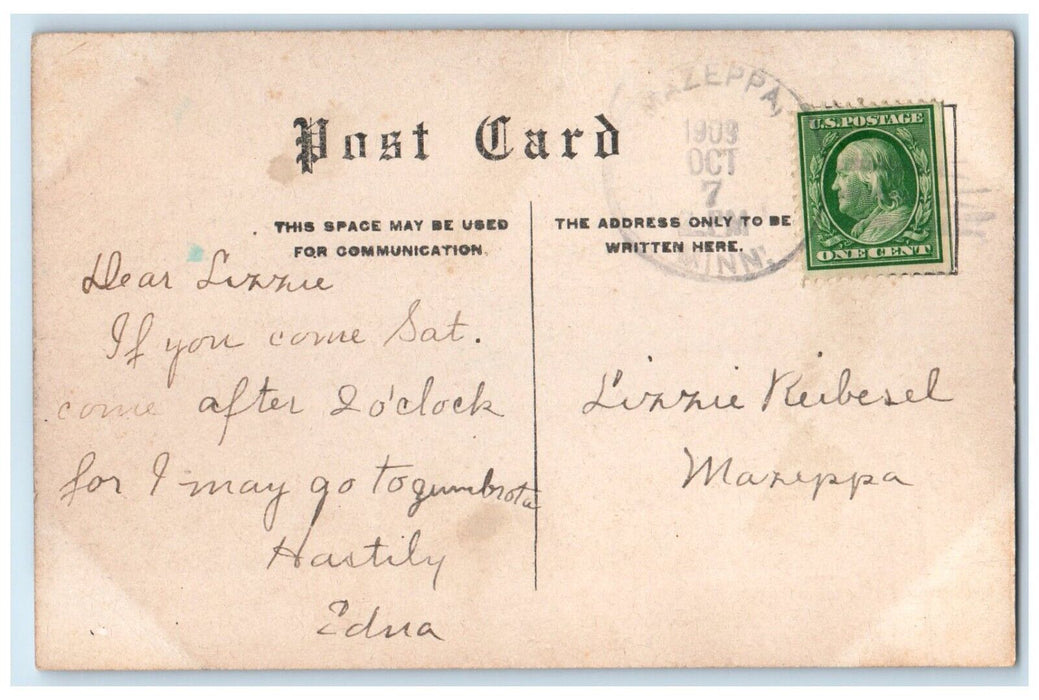 1909 Beautiful Lake Minnetonka Minnesota MN, Sailboat Posted Antique Postcard