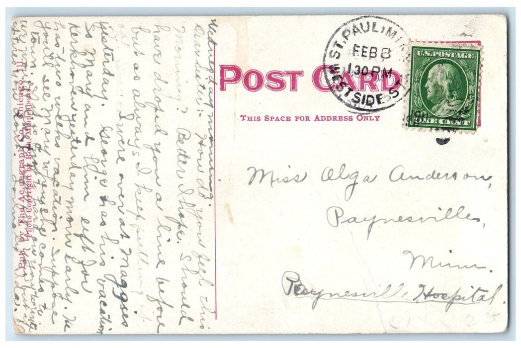 1911 Minnehaha Falls In Winter Minnesota MN, Waterfalls Posted Antique Postcard