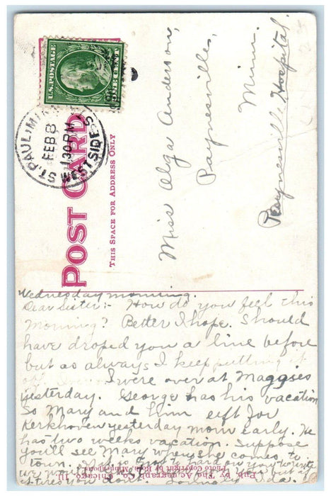 1911 Minnehaha Falls In Winter Minnesota MN, Waterfalls Posted Antique Postcard