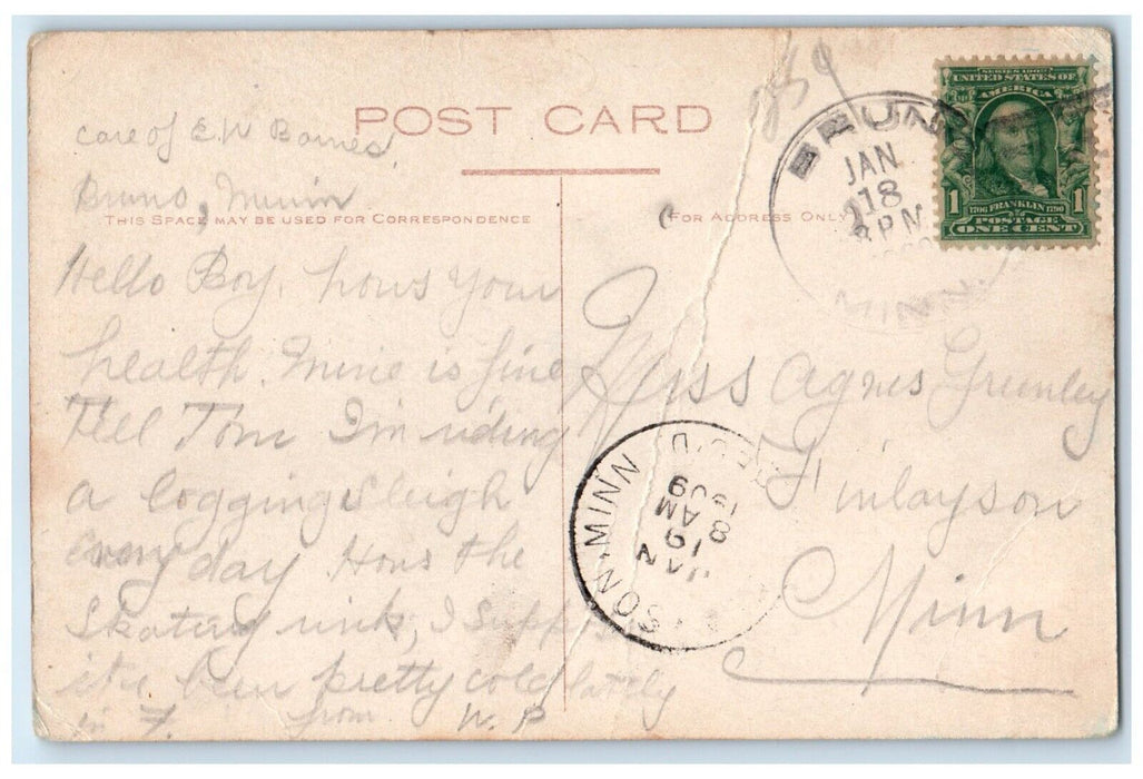 1909 Garment I'm Trying To Lead A Model Life Bruno Minnesota MN Antique Postcard