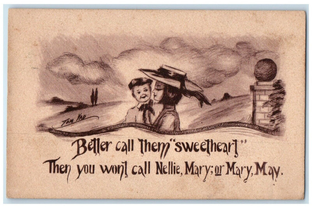 1911 Couple Romance Better Call Them Sweetheart Canton Ohio OH Antique Postcard