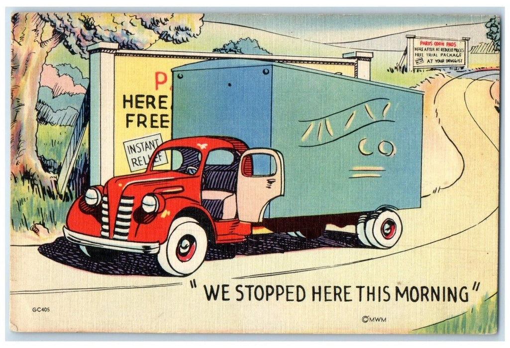 1943 Moving Truck We Stopped Here This Morning Ripon Wisconsin WI Postcard