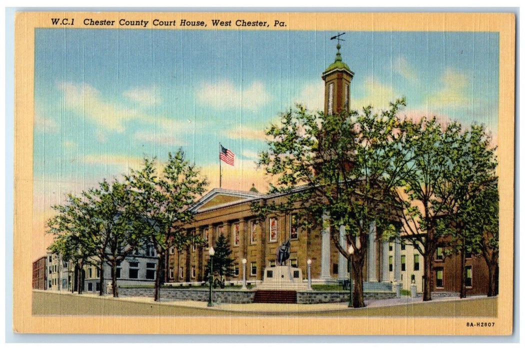 1940 Exterior View Chester County Court House West Chester Pennsylvania Postcard