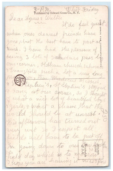 c1910's Pretty Woman Bonnet Bow Ribbon Simplicity Maria Posted Antique Postcard
