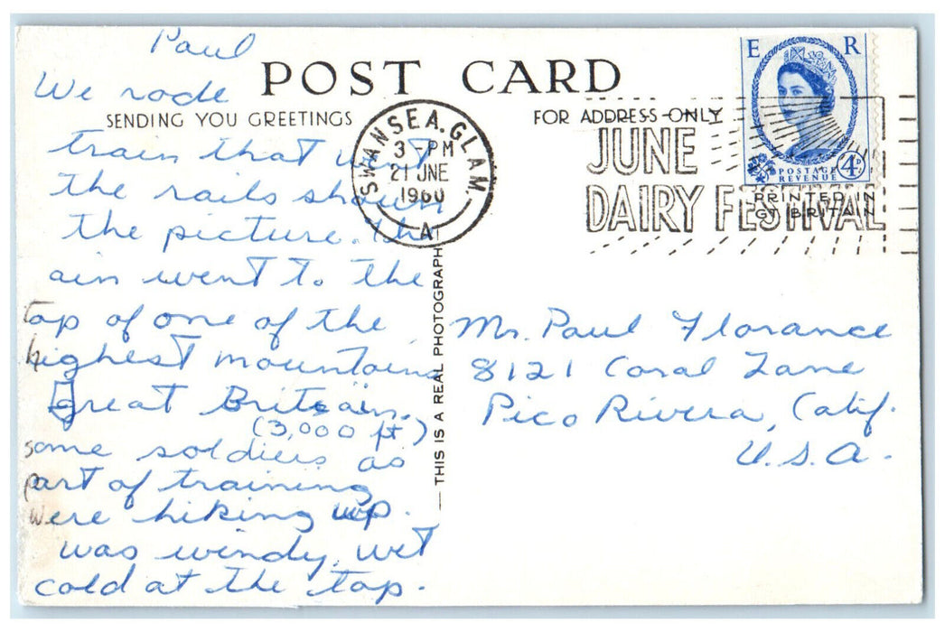 1960 The Track Snowdon Mountain Railway SMR Swansea Wales 4 RPPC Photo Postcard