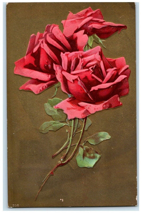 c1910's Brownsburg Indiana To City Duplex Cancel 1 Cent Roses Flowers Postcard