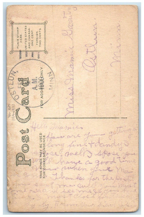 1909 Ostlun Minnesota MN DPO 1901-1917 Doane Cancel 1 Cent Sunflowers Postcard