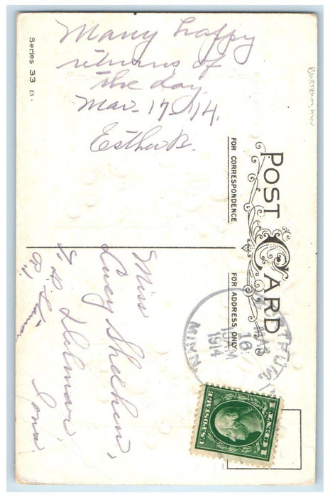 1914 Burtrum Minnesota MN Delmar Iowa IA 1 Cent Birthday Greetings Postcard