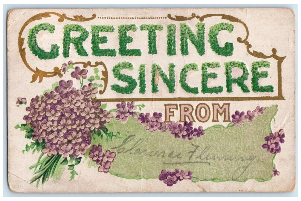 1910 Marietta Minnesota MN To Howard Lake Doane Cancel Greeting Sincere Postcard