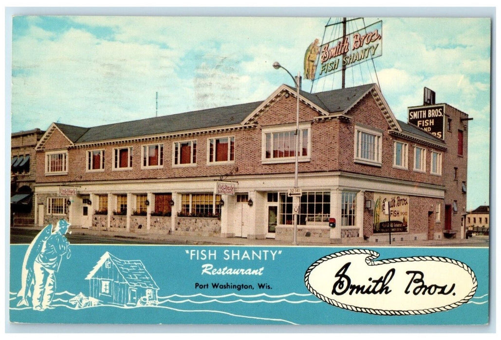 1966 Smith Bros Fish Shanty Restaurant Port Washington Wisconsin WI Postcard
