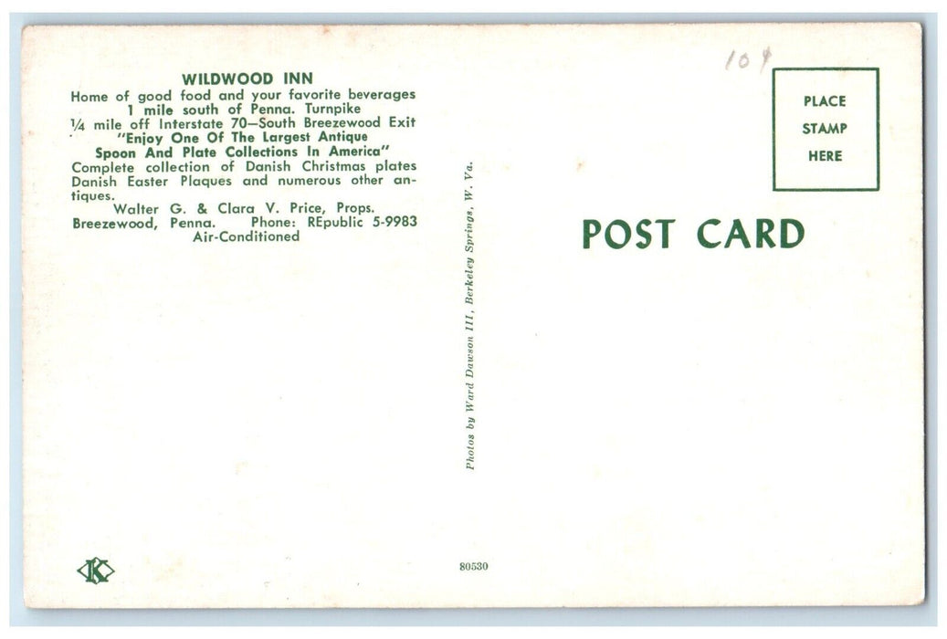 c1950's Wildwood Inn Restaurant Breezewood Pennsylvania PA Multiview Postcard