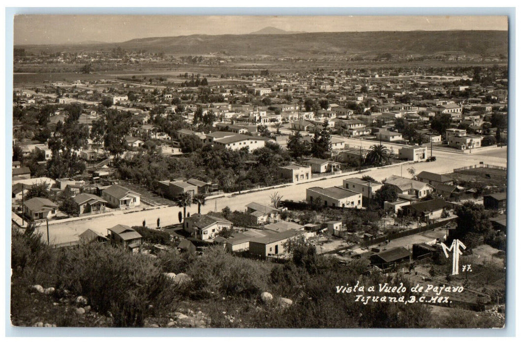 c1910 Bird's-eye View Tijuana Baja California Mexico RPPC Photo Postcard