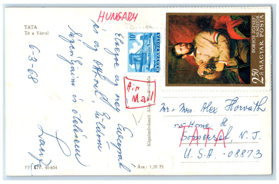 1968 Tata To a Varral Hungary Posted Jozseff Borses Stamp RPPC Photo Postcard