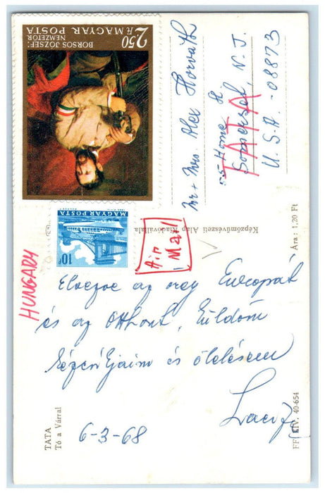 1968 Tata To a Varral Hungary Posted Jozseff Borses Stamp RPPC Photo Postcard