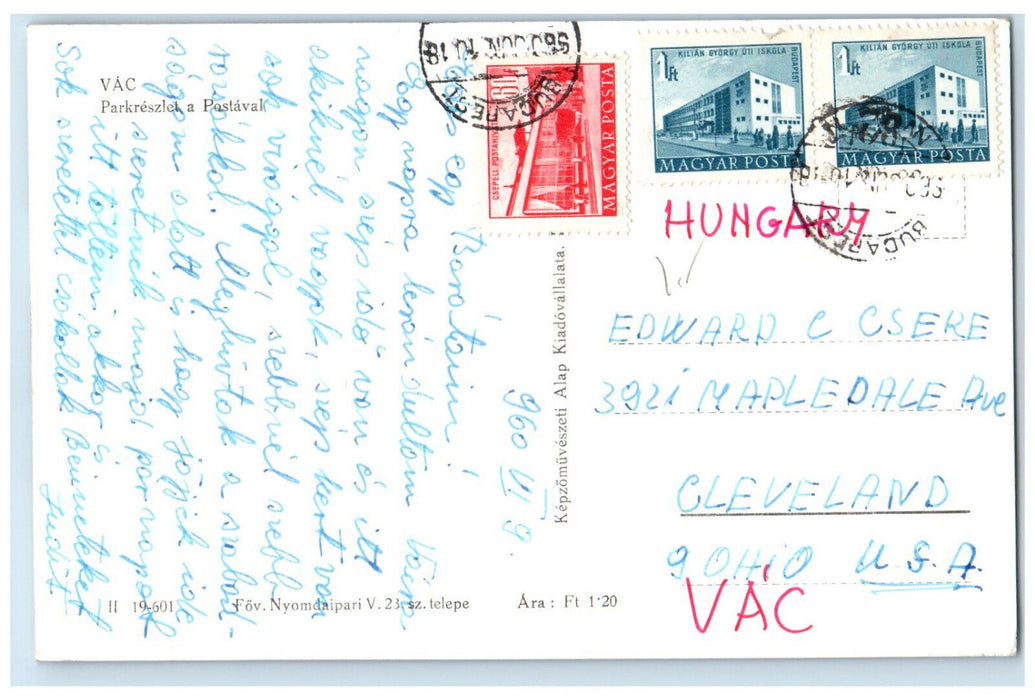 c1930's VAC Park Details Post Office Hungary Posted RPPC Photo Postcard
