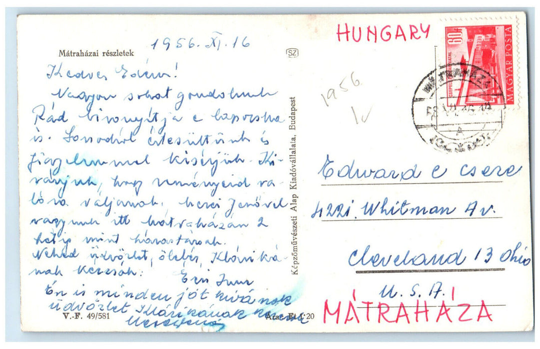 1956 Matrahazai Reszletek Hungary Multiview Posted RPPC Photo Postcard