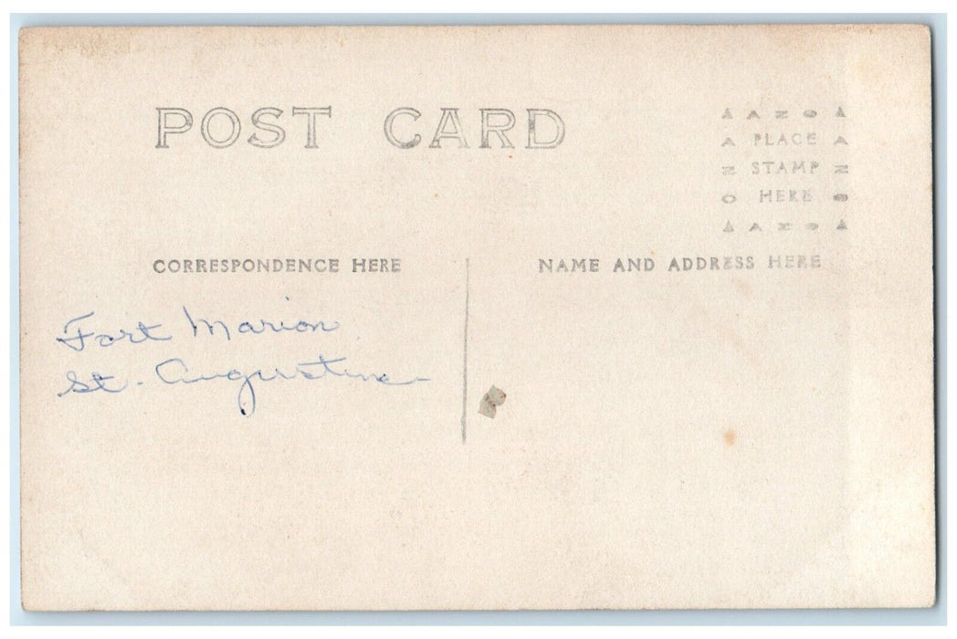 c1910's Fort Marion St. Augustine Florida FL RPPC Photo Posted Antique Postcard