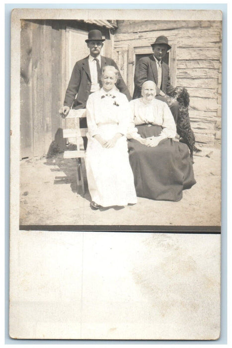 c1910's Spaniel Dog Log Cabin RPPC Photo Unposted Antique Postcard