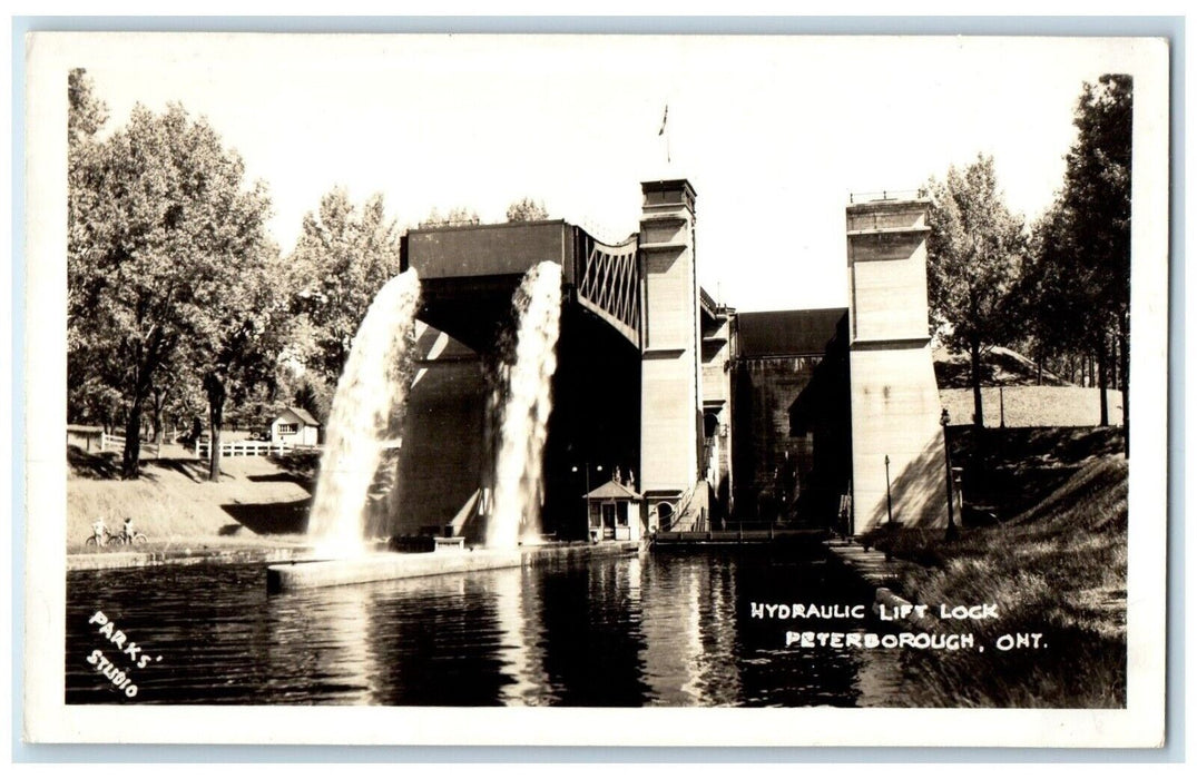 c1940's Hydraulic Lift Lock Peterborough Ontario Canada RPPC Photo Postcard