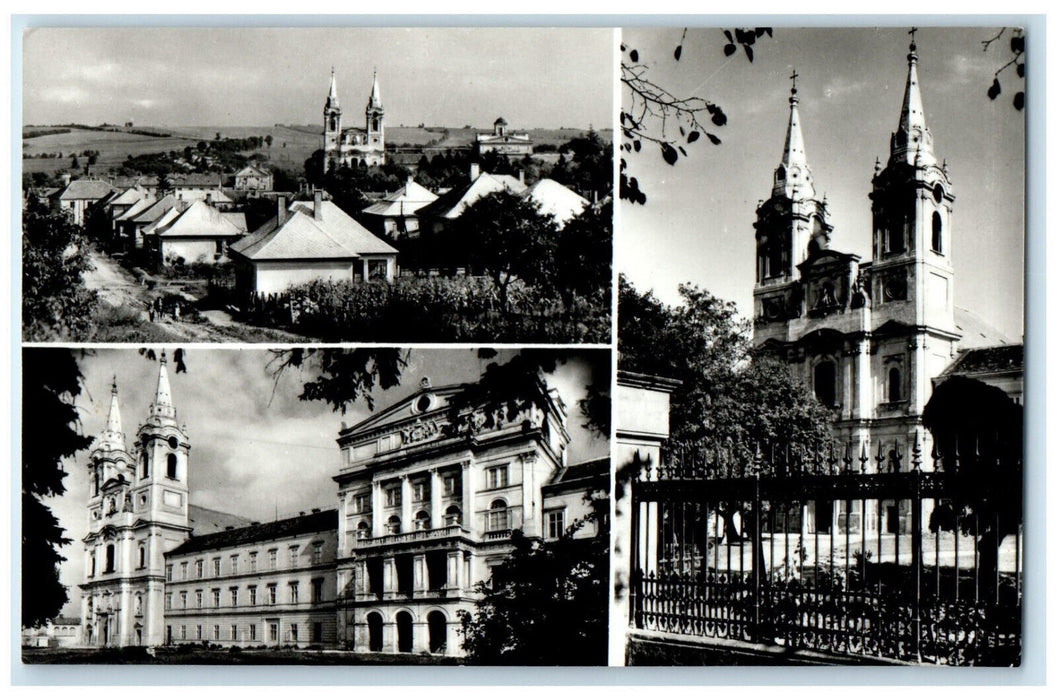 1959 Zirc Hungary Multiview of Buildings Vintage RPPC Photo Postcard