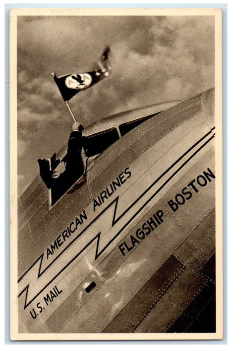1939 American Airlines Air Mail Flagship Boston Detroit Michigan MI Postcard