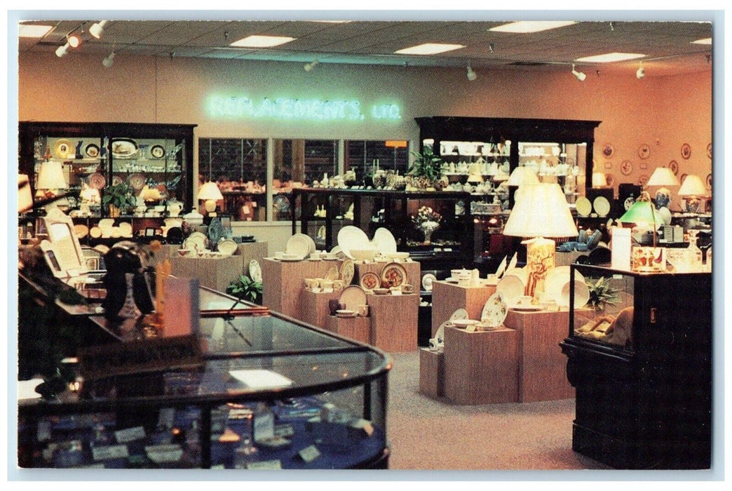 c1960 Interior China Shop Replacements LTD Greensboro North Carolina NC Postcard
