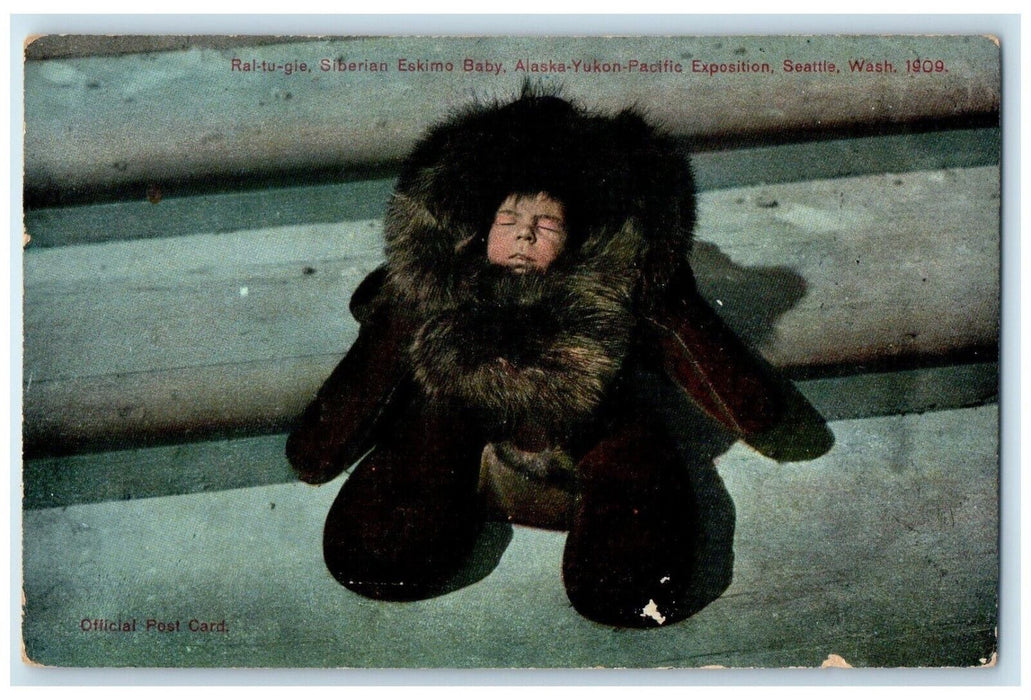 c1910 Ral-Tu0Gie Siberian Eskimo Baby Alaska Pacific Seattle Washington Postcard