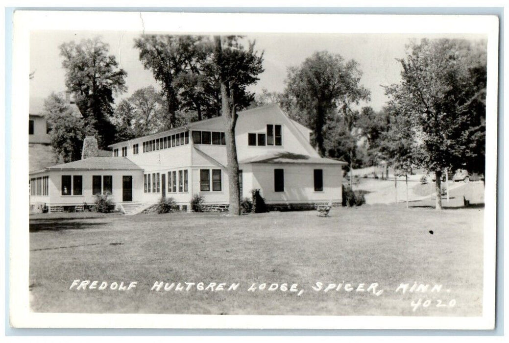 c1940's Fredolf Hultgren Lodge View Spicer Minnesota MN RPPC Photo Postcard