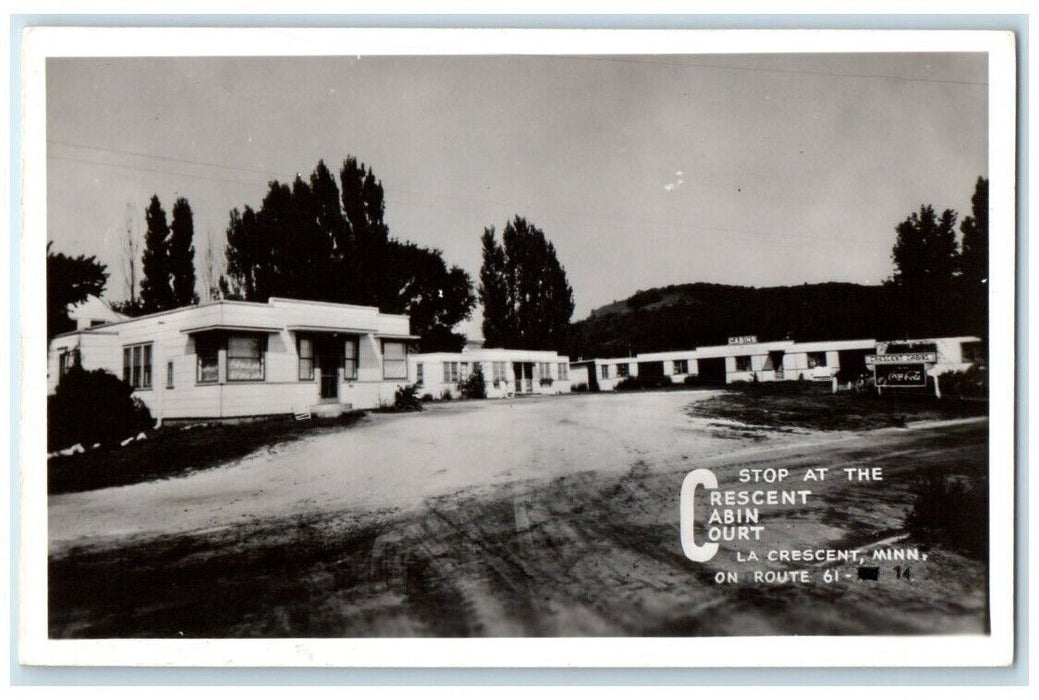 c1940's Crescent Cabin Court Route 61 View La Crescent MN RPPC Photo Postcard