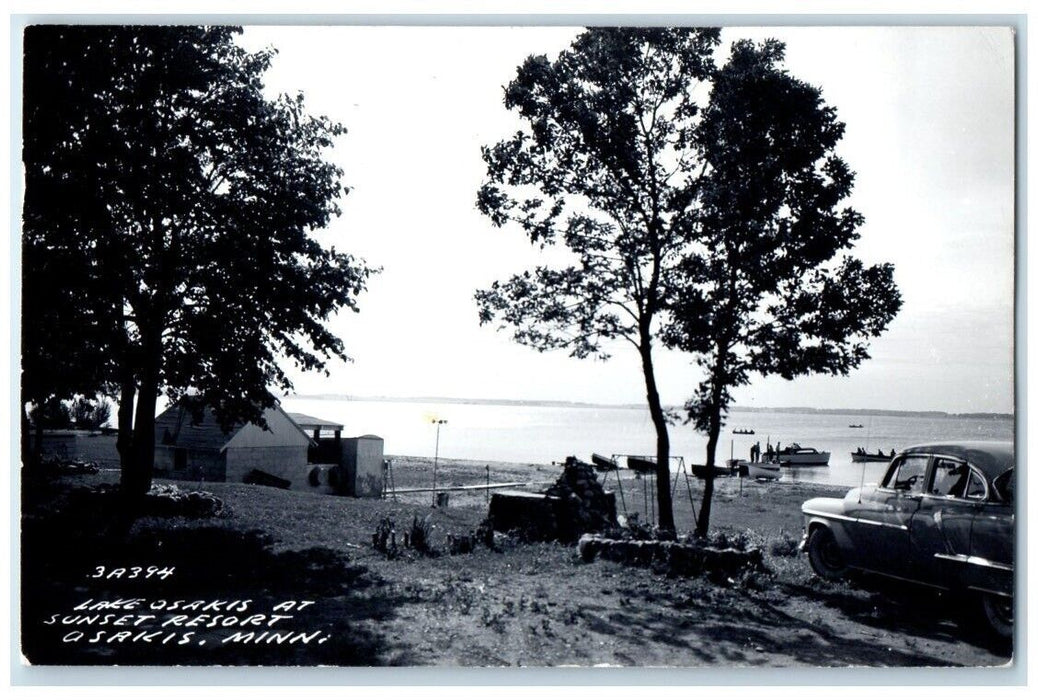1954 Sunset Resort Lake View Osakis Minnesota MN RPPC Photo Posted Postcard