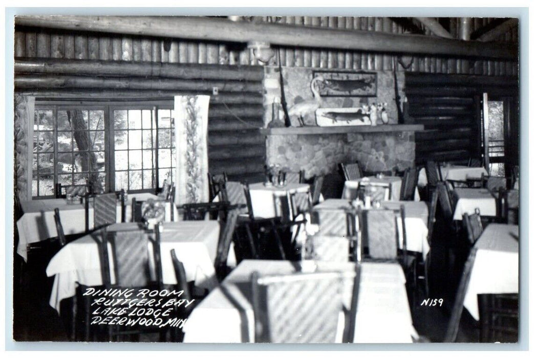 c1940's Ruttger's Bay Lake Lodge Dining Room Deerwood MN RPPC Photo Postcard