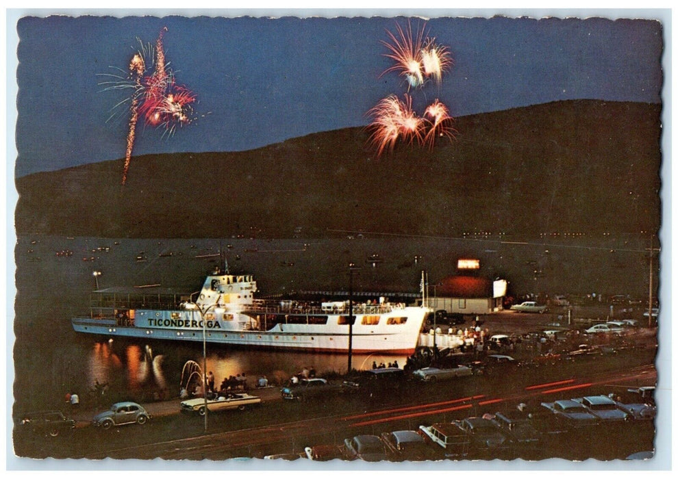 c1950's Lake George At Dusk In The Adirondacks Of New York NY Postcard