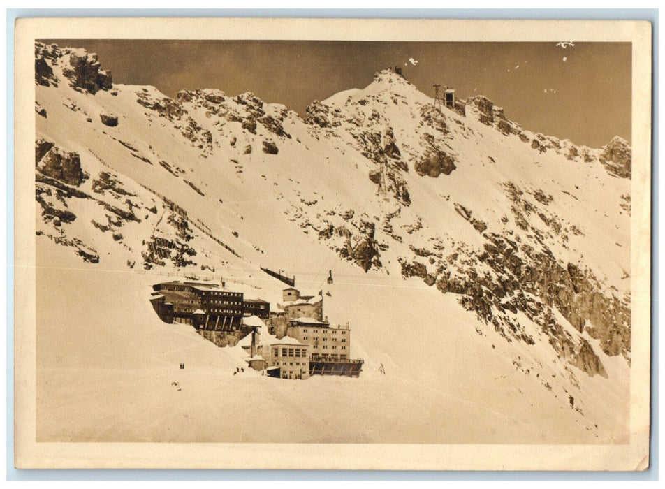 c1940's Top of Zugspitze Showing Cable Way Hotel Germany RPPC Photo Postcard