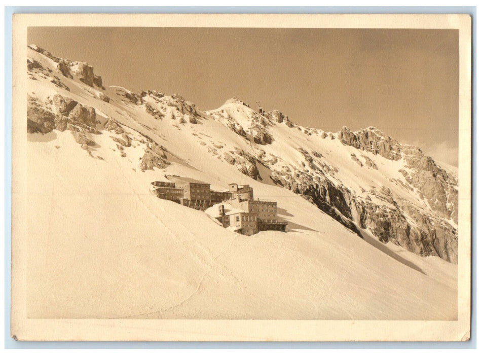 c1940's Bavarian Zugspitzbahn with Summit Germany RPPC Photo Postcard