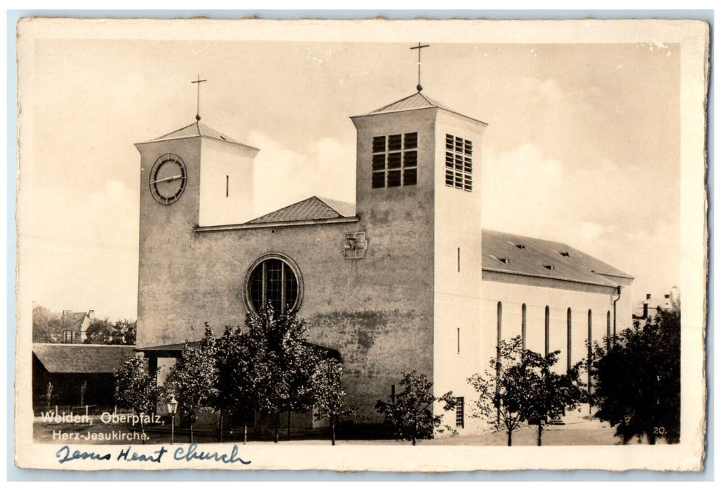 c1940's Jesus Heart Church Weiden in der Oberpfalz Germany RPPC Photo Postcard